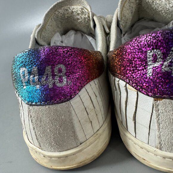 P448 Women's White Johnny Glitter Removable Insole Solid Carved Sneaker, Size 37 - Picture 8 of 16